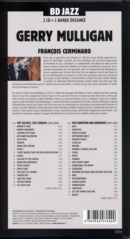 Verso de l'album BD Jazz Gerry Mulligan