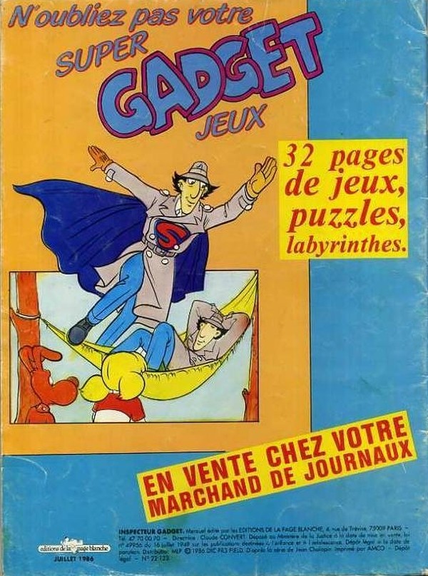 Verso de l'album Inspecteur Gadget 1ère série N° 18