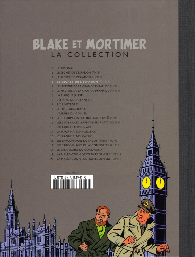 Verso de l'album Blake et Mortimer La Collection Tome 3 Le Secret de l'Espadon - Tome III - SX1 contre-attaque