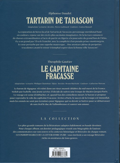 Verso de l'album Les Indispensables de la Littérature en BD Tartarin de Tarascon / Le Capitaine Fracasse