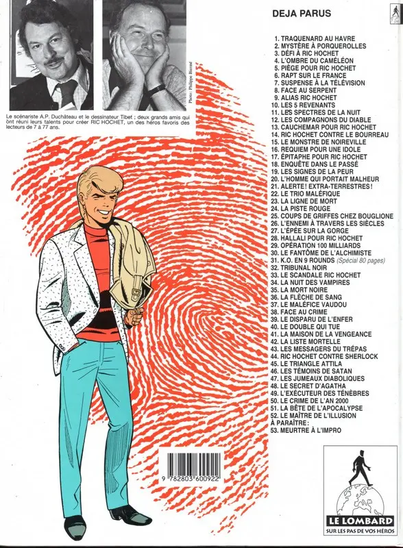 Verso de l'album Ric Hochet Tome 22 Alerte! extra-terrestres!