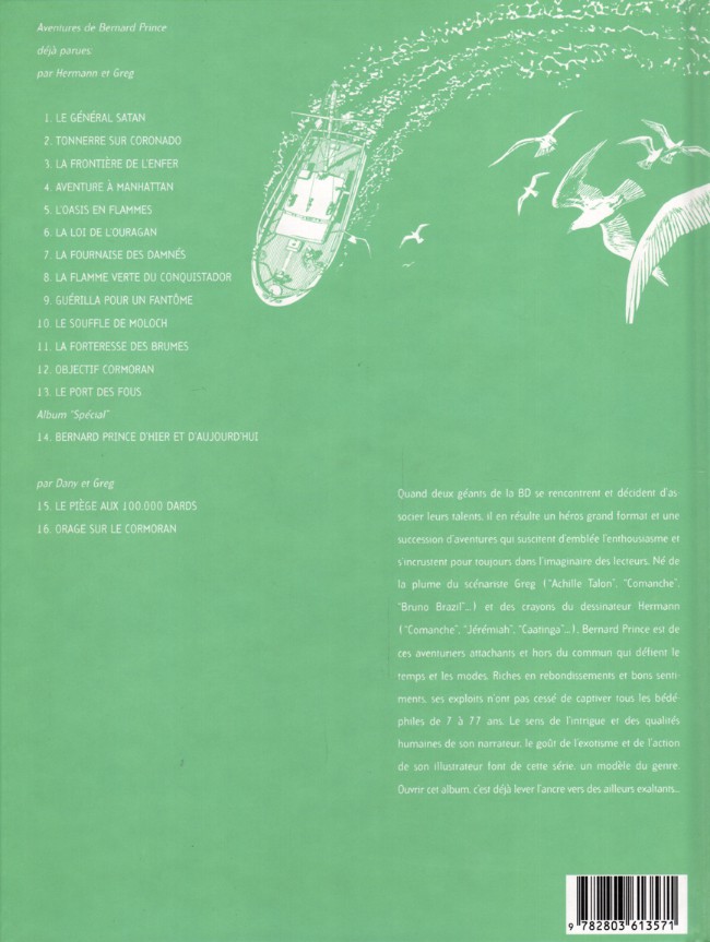 Verso de l'album Bernard Prince Tome 12 Objectif Cormoran