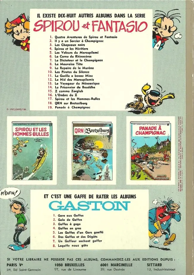 Verso de l'album Spirou et Fantasio Tome 16 L'ombre du Z