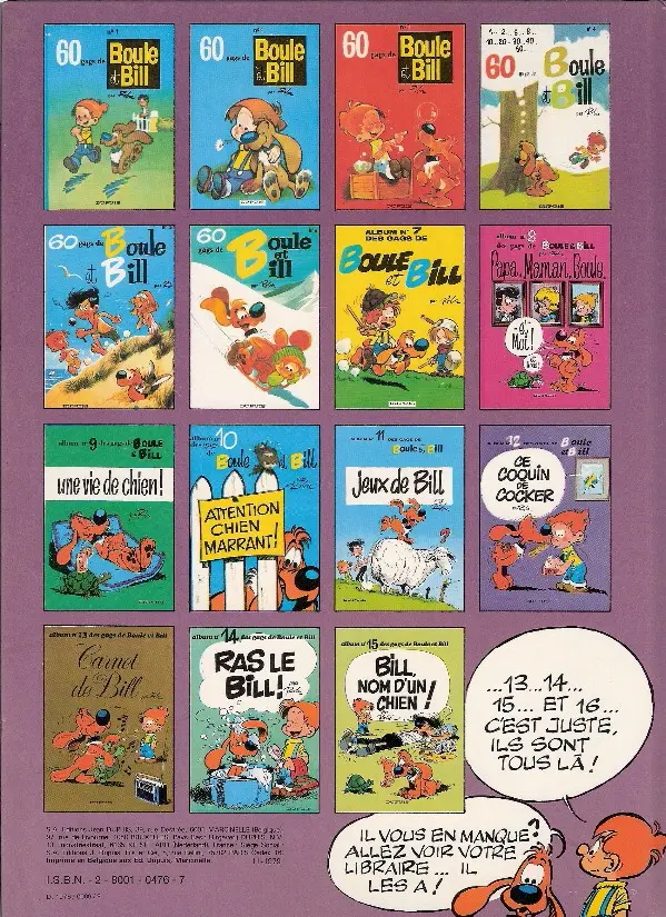 Verso de l'album Boule & Bill Tome 12 Ce coquin de cocker