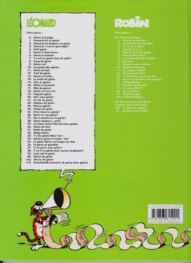 Verso de l'album Léonard Tome 30 Génie du foot