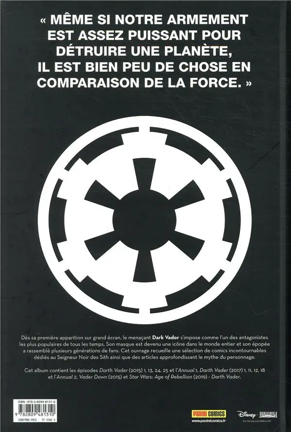 Verso de l'album Star Wars : Je suis Dark Vador