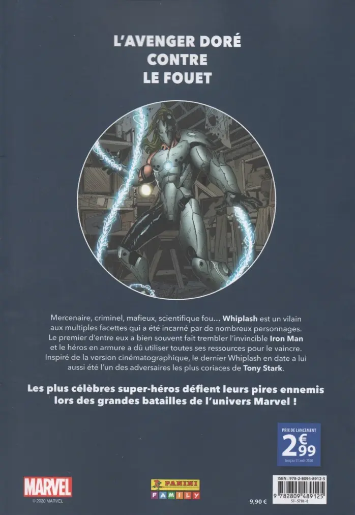 Verso de l'album Marvel - Les Grandes Batailles Tome 10 Iron Man VS Whiplash