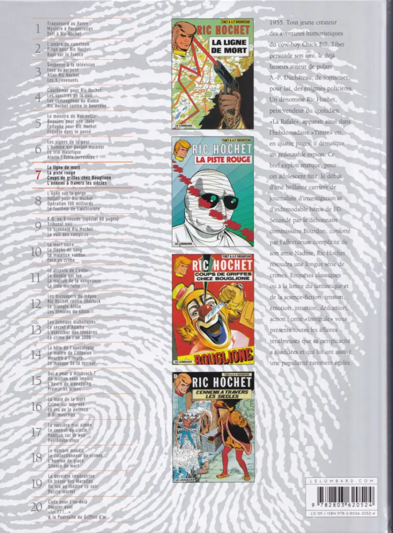 Verso de l'album Ric Hochet Intégrale Tome 7