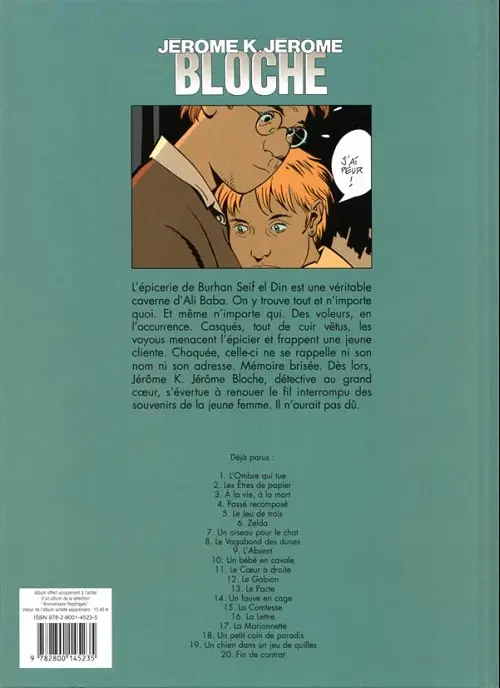 Verso de l'album Jérôme K. Jérôme Bloche Tome 14 Un fauve en cage