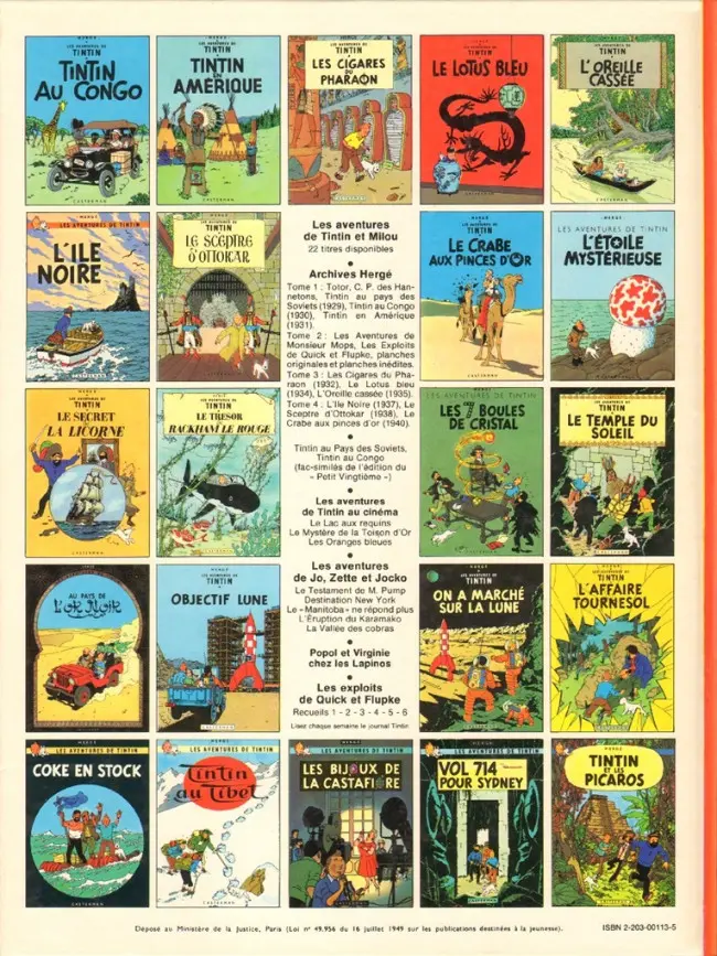Verso de l'album Tintin Tome 14 Le temple du soleil