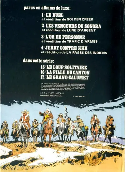 Verso de l'album Jerry Spring Tome 14 Les broncos du Montana