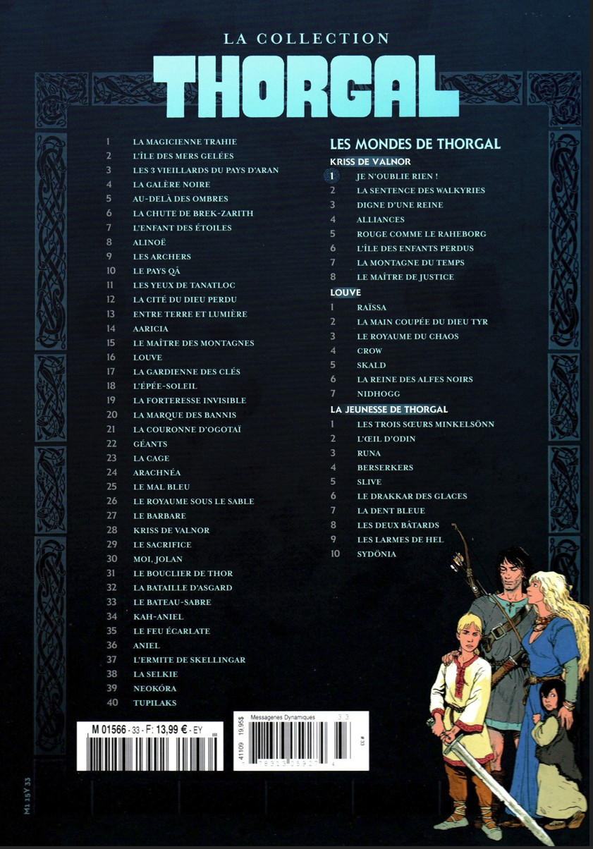 Verso de l'album Thorgal - La collection Tome 33 Je n'oublie rien !