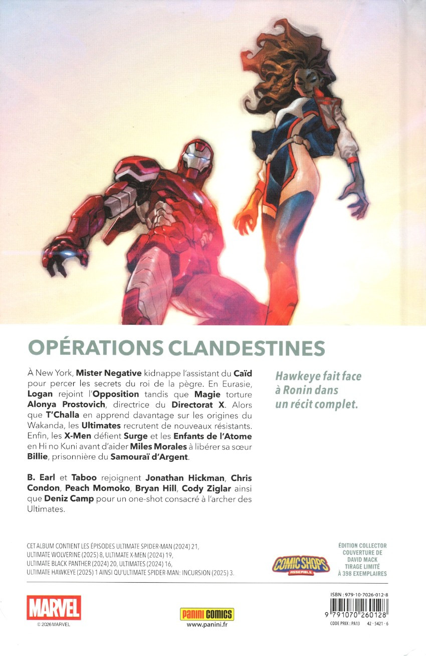 Verso de l'album Ultimate Universe 13