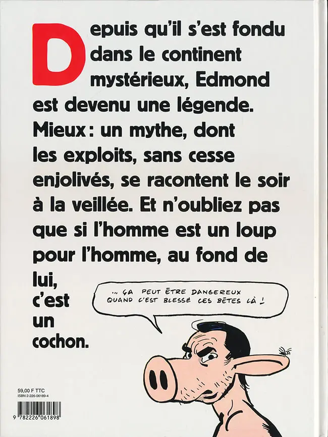 Verso de l'album Edmond le cochon Tome 4 Le mystère continental
