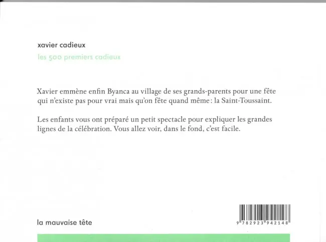 Verso de l'album Les 500 Premiers Cadieux