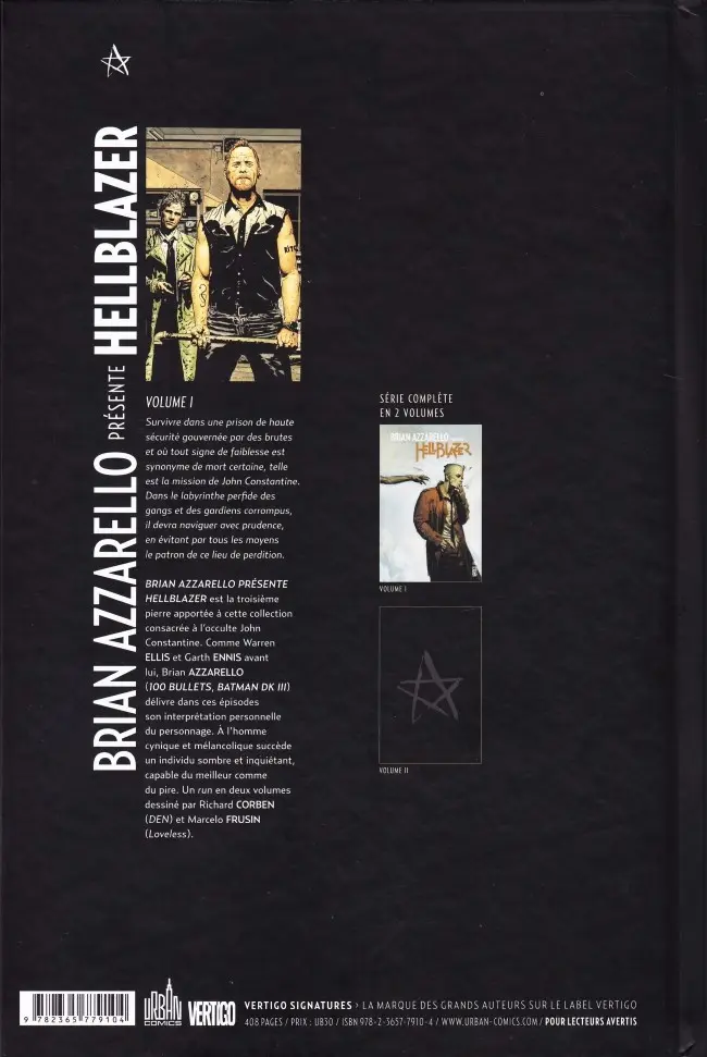 Verso de l'album Hellblazer Tome 1 Volume I
