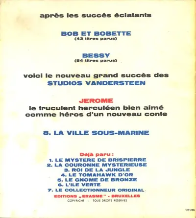 Verso de l'album Jérôme Tome 8 La ville sous-marine