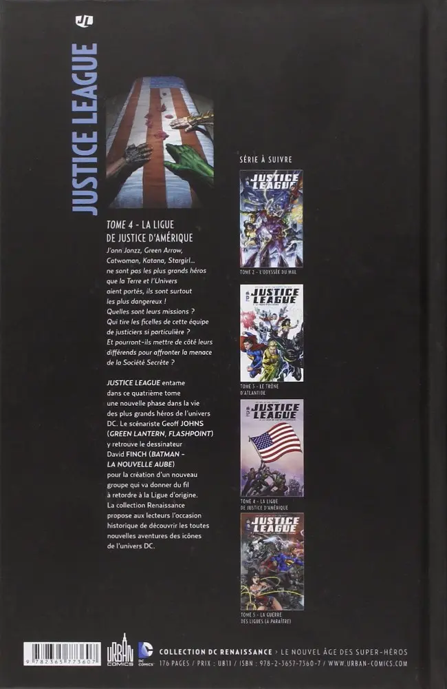 Verso de l'album Justice League Tome 4 La Ligue de Justice d'Amérique