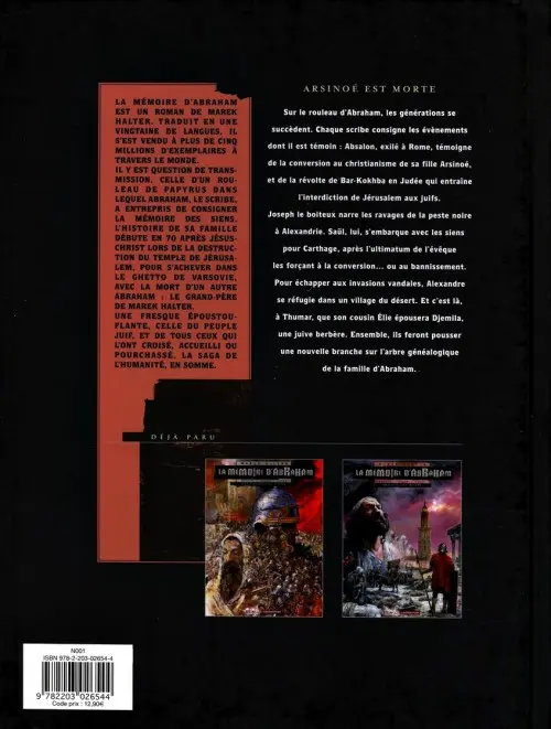 Verso de l'album La mémoire d'Abraham Tome 2 Arsinoé est morte