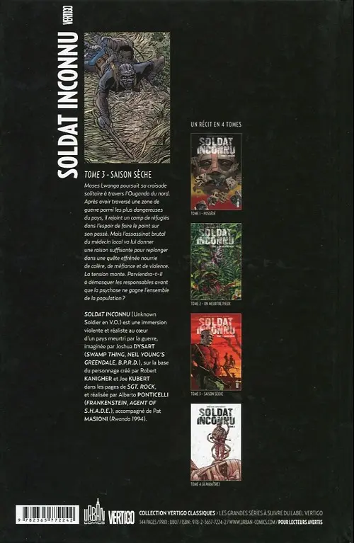 Verso de l'album Soldat inconnu Tome 3 Saison sèche