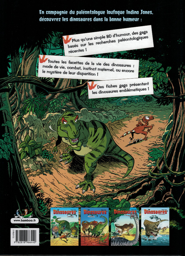 Verso de l'album Les Dinosaures en BD Tome 1