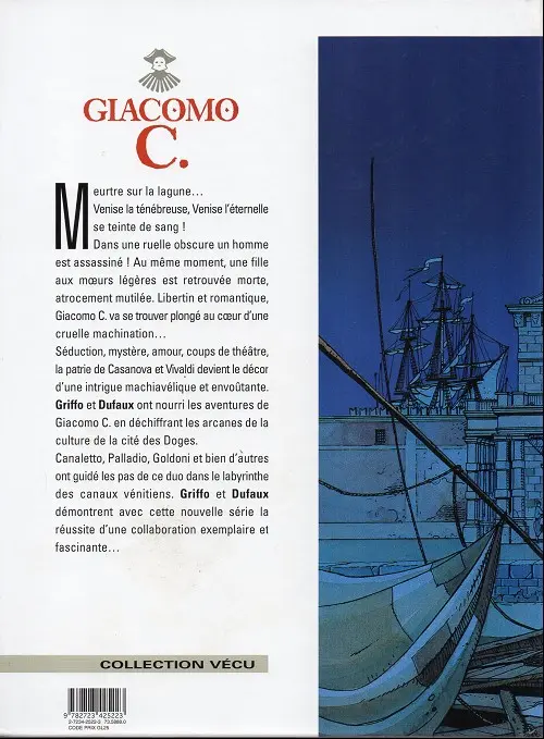 Verso de l'album Giacomo C. Tome 1 Le masque dans la bouche d'ombre