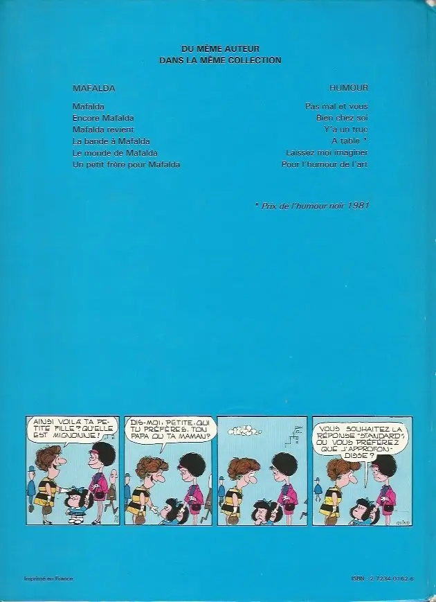 Verso de l'album Mafalda Tome 2 Encore Mafalda !