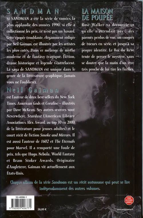Verso de l'album Sandman Tome 2 La maison de poupée