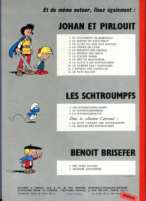 Verso de l'album Les Schtroumpfs Tome 1 Les Schtroumpfs noirs
