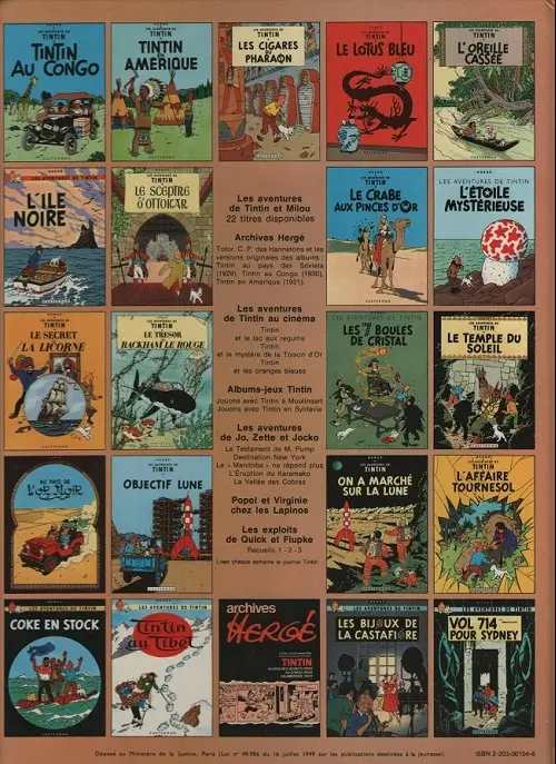 Verso de l'album Tintin Tome 5 Le lotus bleu