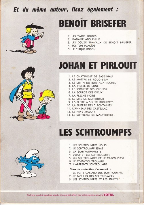 Verso de l'album Les Schtroumpfs Schtroumpfonie en Ut