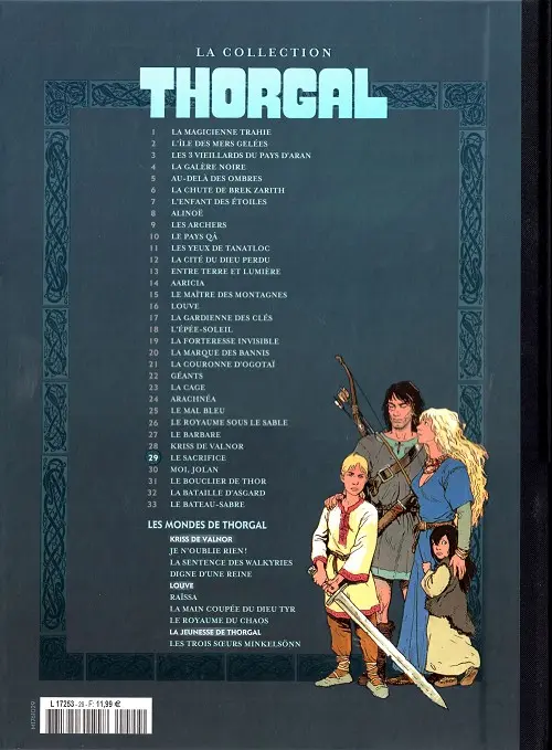 Verso de l'album Thorgal La collection Tome 29 Le sacrifice