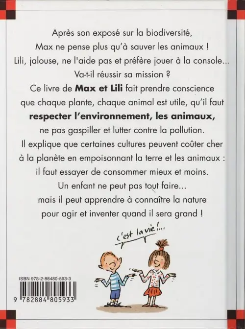 Verso de l'album Ainsi va la vie Tome 96 Max veut sauver les animaux
