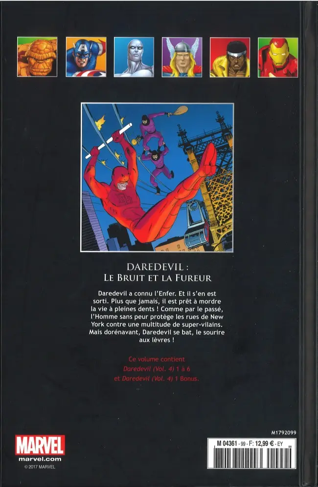 Verso de l'album Marvel Comics - La collection de référence Tome 99 Daredevil - Le Bruit et la Fureur