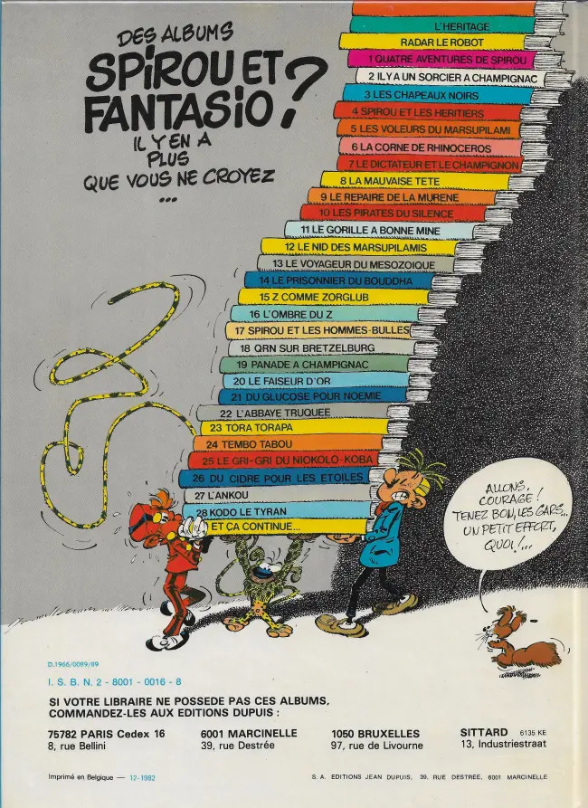 Verso de l'album Spirou et Fantasio Tome 14 Le prisonnier du Bouddha