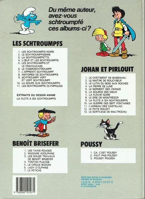 Verso de l'album Johan et Pirlouit Tome 13 Le sortilège de maltrochu