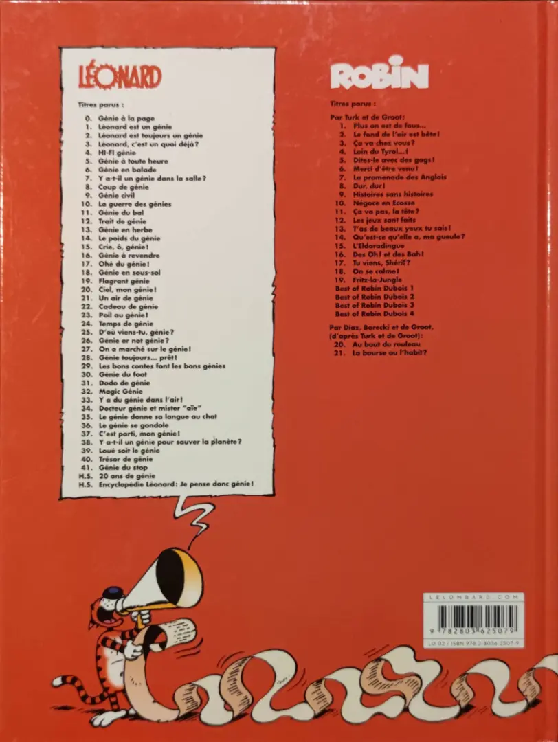 Verso de l'album Léonard Tome 39 Loué soit le génie