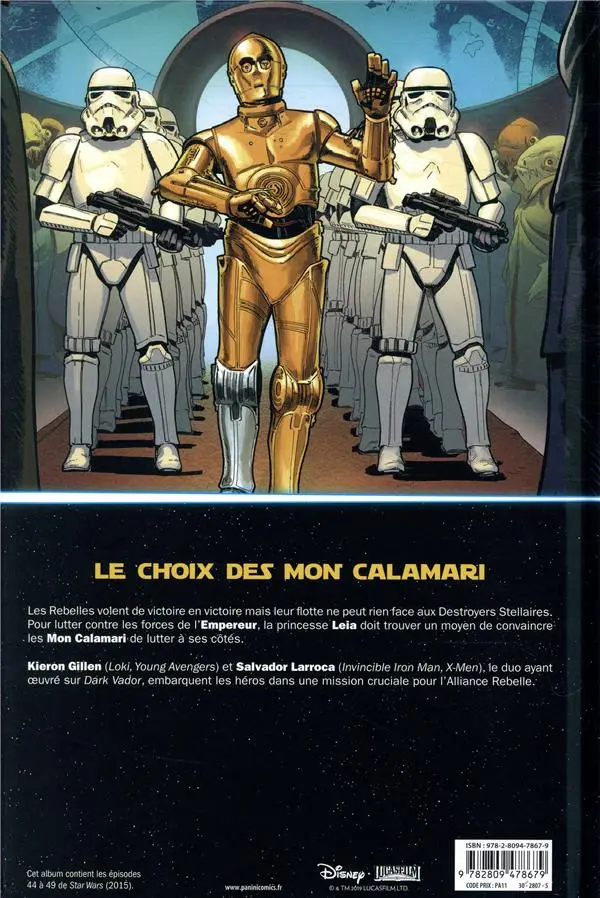 Verso de l'album Star Wars Tome 8 Mutinerie sur Mon Cala