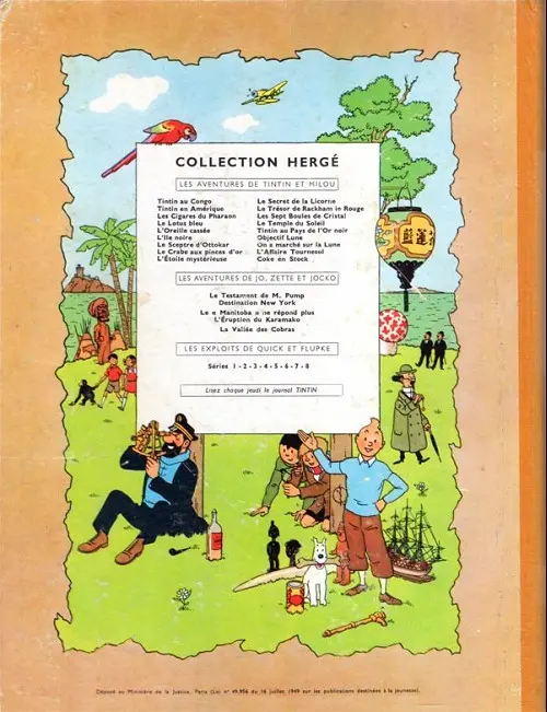 Verso de l'album Tintin Tome 12 Le Trésor de Rackham le Rouge