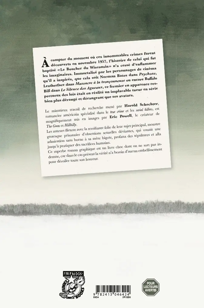 Verso de l'album Ed Gein Autopsie d'un tueur en série