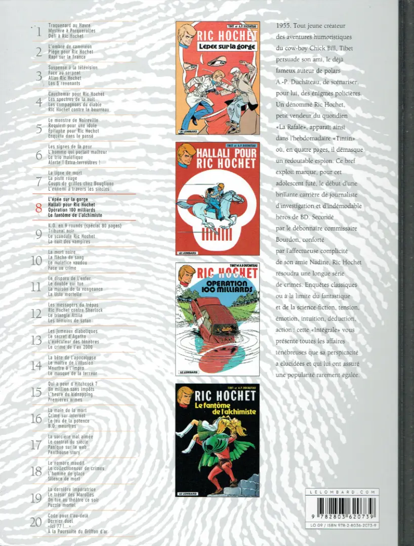Verso de l'album Ric Hochet Intégrale Tome 8