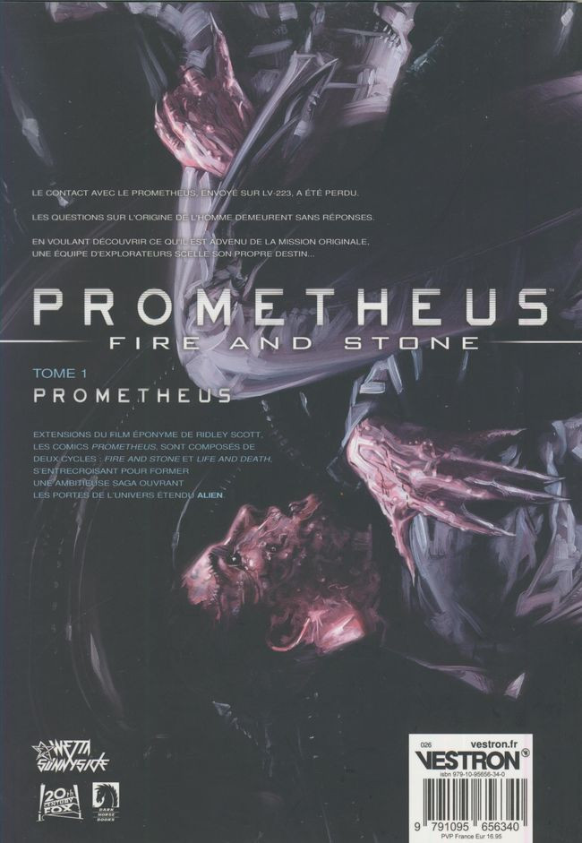 Verso de l'album Prometheus : Fire and stone Tome 1 Prometheus