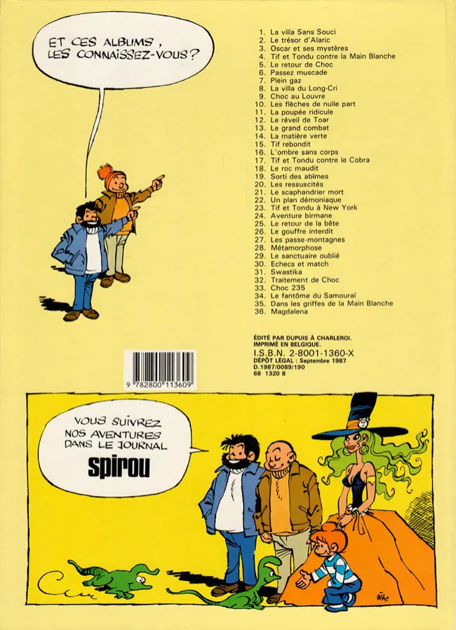Verso de l'album Tif et Tondu Tome 18 Le roc maudit