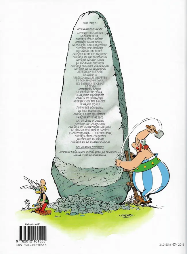 Verso de l'album Astérix Tome 23 Obélix et compagnie