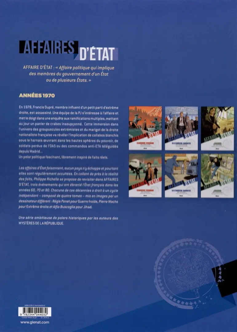 Verso de l'album Affaires d'Etat - Extrême Droite Tome 2 Eaux troubles