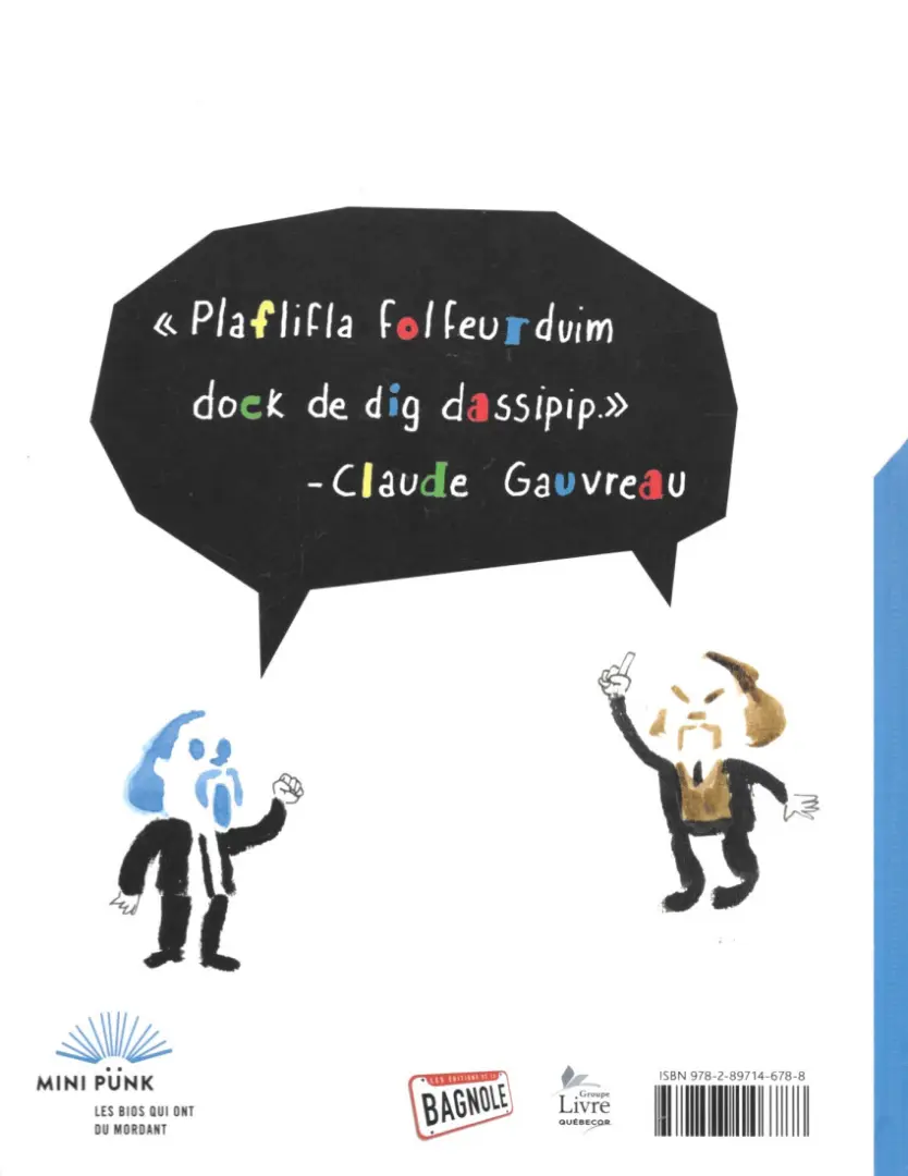 Verso de l'album Claude Gauvreau L'art vraiment bizarre expliqué aux enfants