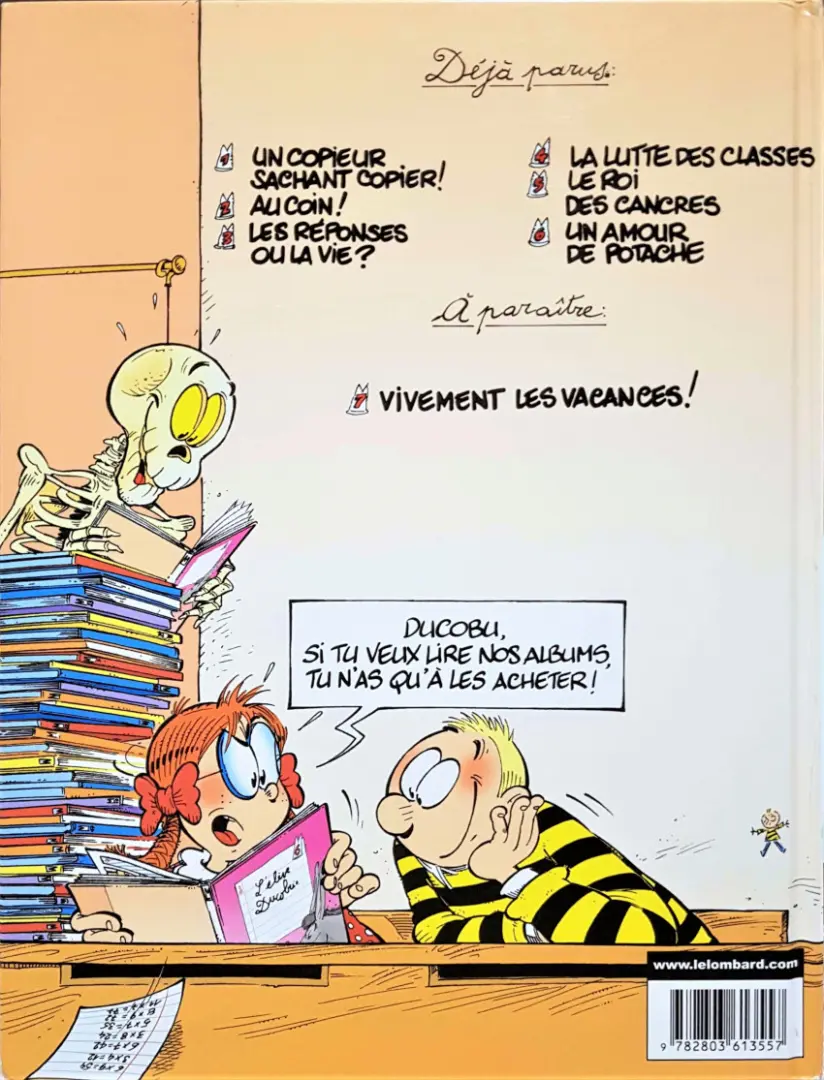 Verso de l'album L'Élève Ducobu Tome 3 Les réponses ou la vie ?