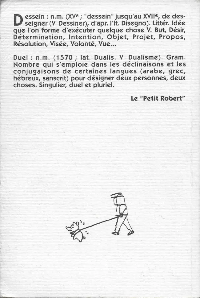 Verso de l'album Le dessein duel
