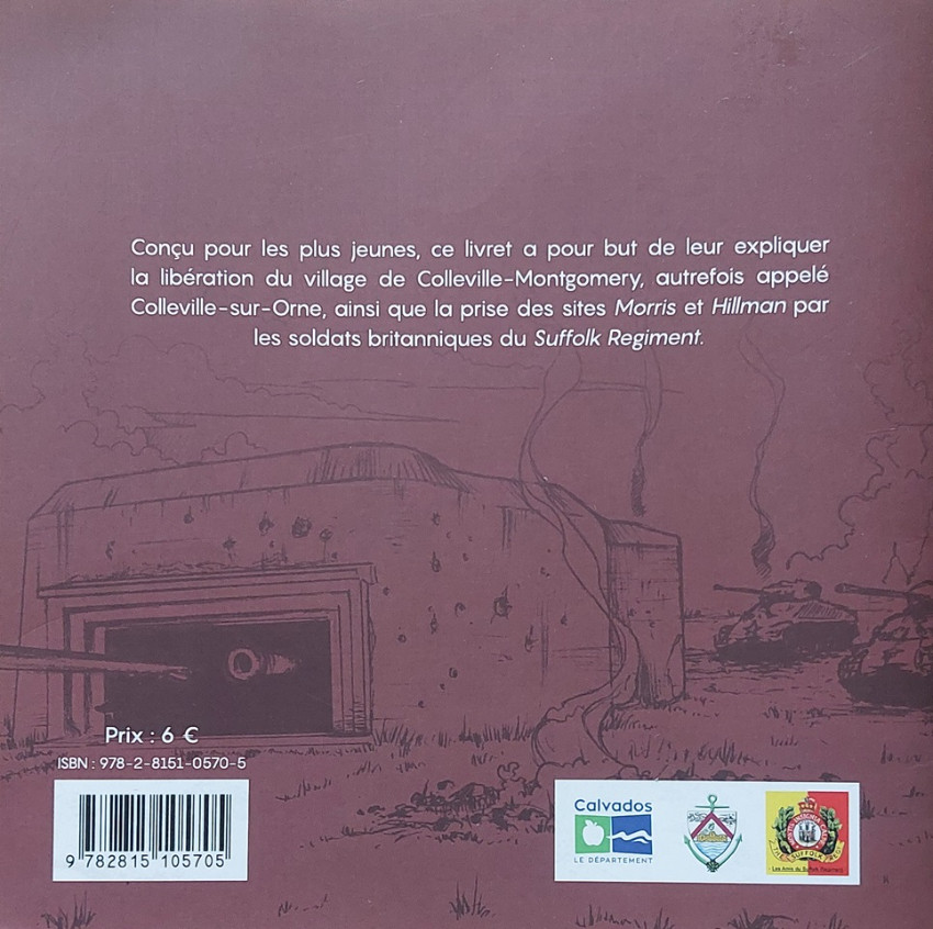 Verso de l'album De Sword à Hillman 6 juin 1944, la libération de Colleville-sur-Orne