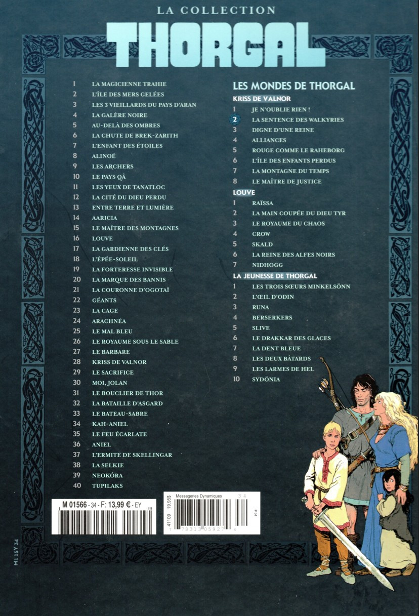 Verso de l'album Thorgal - La collection Tome 34 La sentence des walkyries